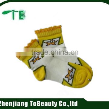child cartoon jacquard lace cuff socks