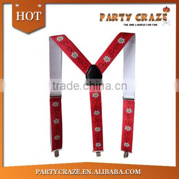 Flower printed red suspenders for women