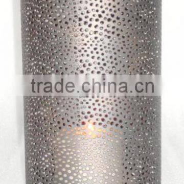 Metal Pillar candle holder in zinc Antique