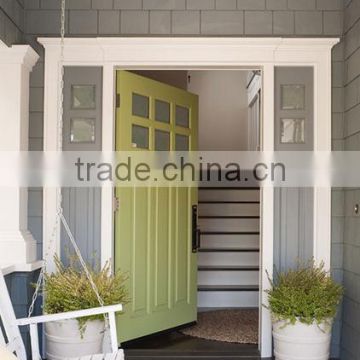 green wooden entry door for house and apartment