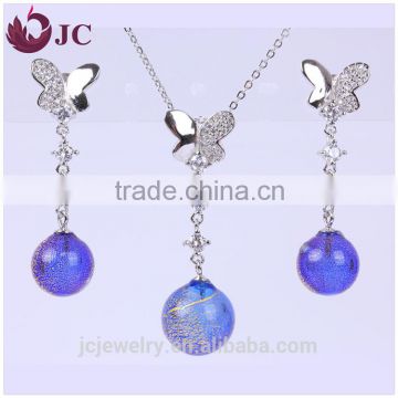 Women Silver 925 Fashion Aromatherapy Jewellery Butterfly Necklace and Earring Sets