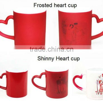 Red frosted ceramic color mug with handle