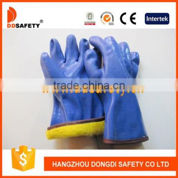 DDSAFETY 2017 Blue PVC Acrylic Boa Liner Chemical Resistance Safety Gloves