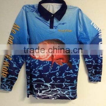 2016 new style design sublimation fishing shirt in Italy 100%polyester mesh fabric
