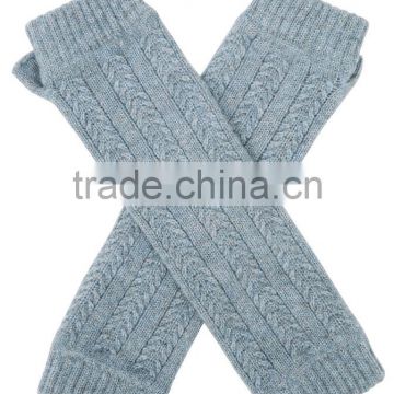Cable Knit Long Cashmere Fingerless Gloves Lady Arm Warm Gloves