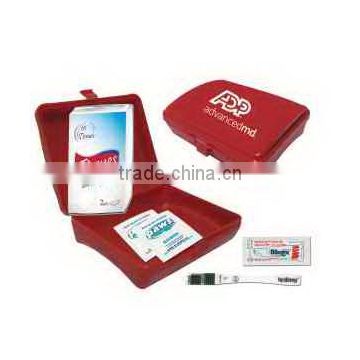Cold & Flu Kit - has thermometer, hand sanitizer wipes, tissue, Blistex lip ointment, cold & flu guide and comes with your logo
