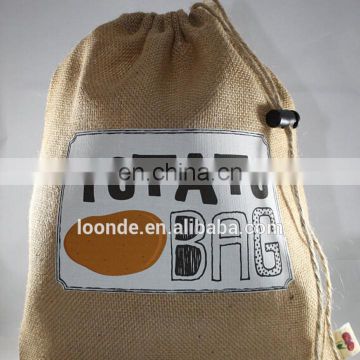 Rustic natural drawstring burlap potato sack bags