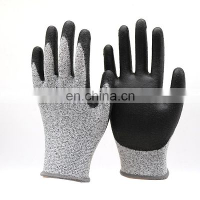 Black PU Anti Static Cut Protection Gloves for Iron Work
