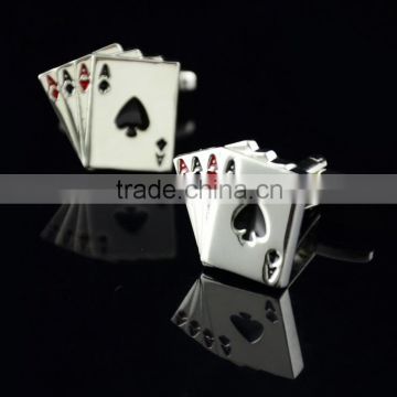 Fashional popular holesale custom enamel brass playing card cufflinks
