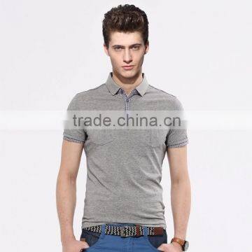 two pocket fashion design with woven placket and cuff mens polo shirt