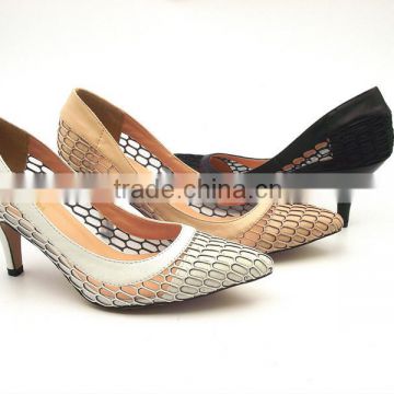 pointed toe short heel hollow out net popular office shoes