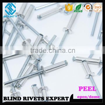 HIGH QUALITY OPEN END FACTORY PROTRUDING CROWN HEAD ALU/ST PEEL RIVETS
