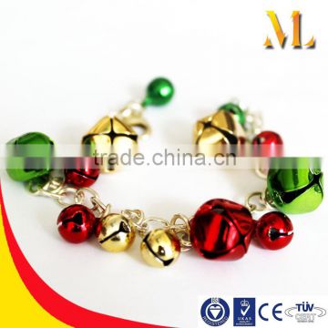 MLCB08 Red gold green Christmas jingle bell bracelet
