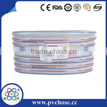 White Clear Transparent 3/4' PVC Netting Hose / Clear PVC Netted Hose with Red and Blue Lines