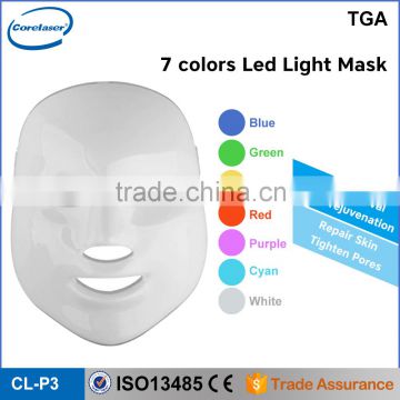 hot sales high quality red blue purple 7 colors led beauty light mask/photon led light therapy mask for skin rejuvenation