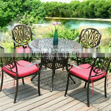 2017 hot selling cast aluminum patio furniture outdoor round table 4 seater chairs