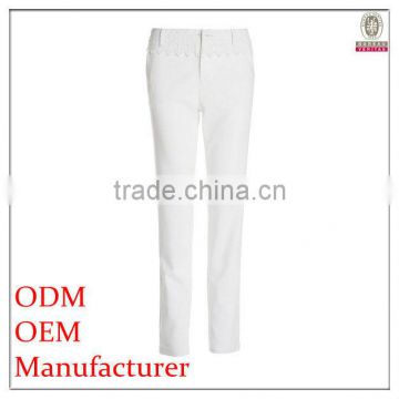 fancy/fashionable embroidered waist pants women in white color