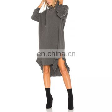 New Style Ladies Distressed Long Sleeve Hoodie Dress XXXL Blank Hoodies