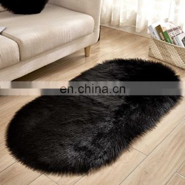 wholesale black faux sheepskin fur rug