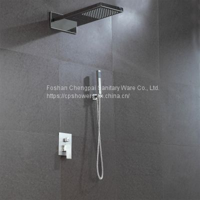 shower set with waterfall rainfall two function showerhead sanitary ware bathroom shower system