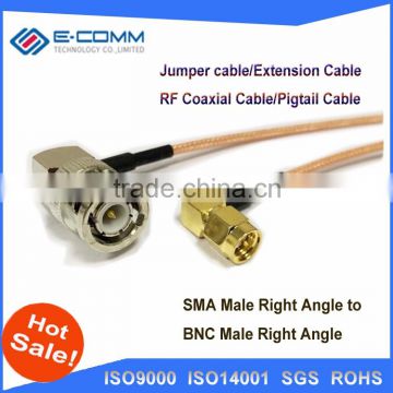 Hot sale!!RF Wireless patch leads cable SMA Male To BNC Male right angle adapter RG58 50CM