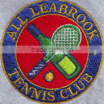 racquet and bottle 100% custom embroidery badge iron on clothes