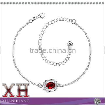 925 Sterling Silver Ruby Gemstone Wholesale Jewerly Anklet