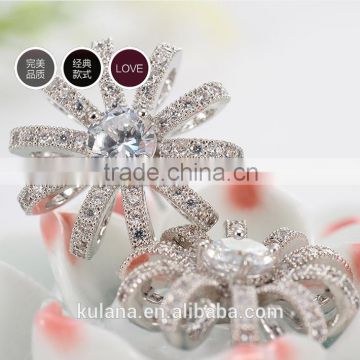 ED-47 Crystal Micro Paving Brass Material Rhodium Plated White Zircon Stone Wedding Earrings For Woman