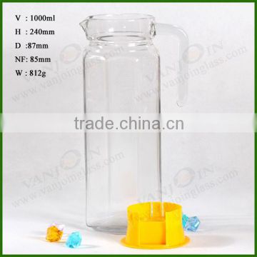 1000ml Clear Octagon Glass Bottle With Handle