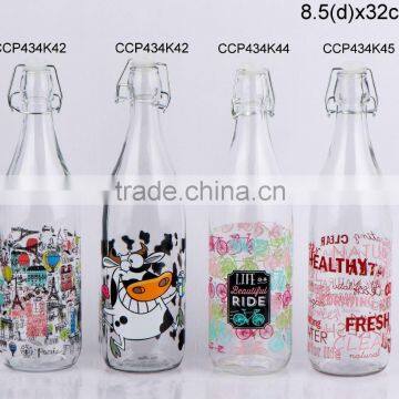 CCP434K42 glass milk bottle with decal printing