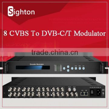 8CVBS,1 ASI Input to DVB-C RF output 8 channels RF Modulator