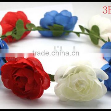 2016 Hot Sale Flower Girl's Flower Crown Halo Hair Wreath White/Blue/Red Flower Wreath Halo