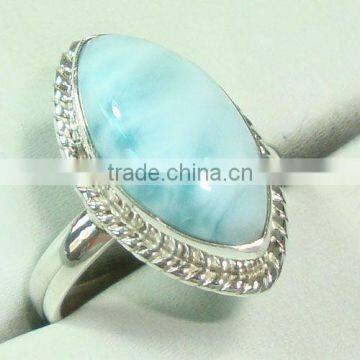 925 Stamped Sterling Silver Larimar Gemstone Ring