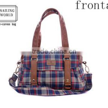 Hot selling colorful plaid canvas lady messenger bags
