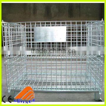 Metal wire basket carts with 4 wheels, galvanized wire mesh,rolling cage cart