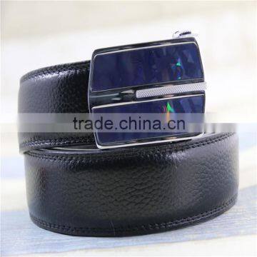 3D reflection buckle genuine cow hide leather formal ratchet automatic belt for men