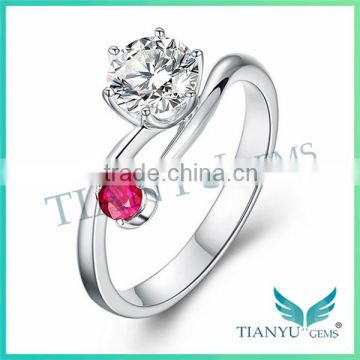 Fashion Ruby Rings 925 Sterling Sliver Moissanite Diamond Wedding Rings for Women