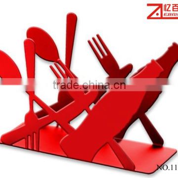 Fashionable Red Seriette Holder,Knife and Fork Shape Napkin Rack,Napkin Holder,Printednapkin holder,Luncheon Napkin Holder