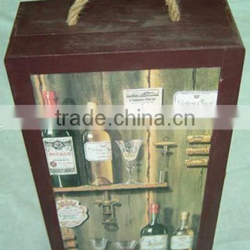 Wooden wine box for double bottles