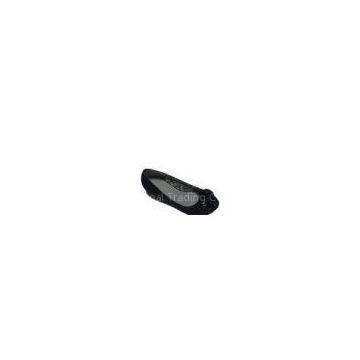 Black PU Ladies Round Toe Comfy Flat Shoes with 2cm Heels, Size 36-41