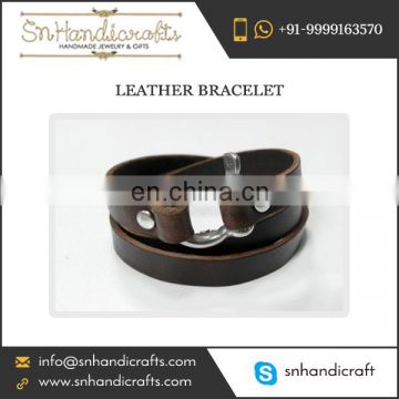 Dapper Leather Bracelet Broad Size for Men and Women at Amazing Rate