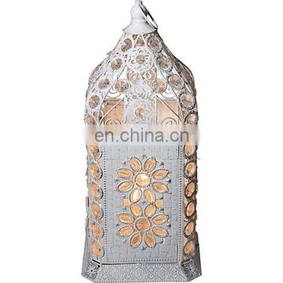 modern home copper metal with multiful gems  beads moroccan table light