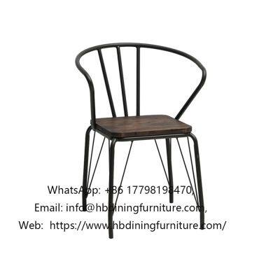 Curved backrest iron armchair
