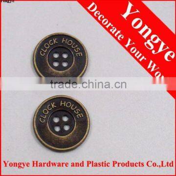 Zinc alloy button for garment