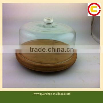 Domestic Bamboo cake tray with glass cover