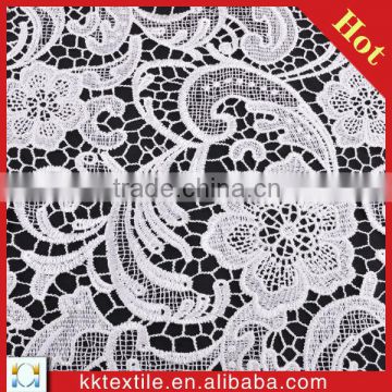 Latest French Embroidered 100% Polyester Fabric Swiss Lacelace bridal fabric guipure lace for wedding dress
