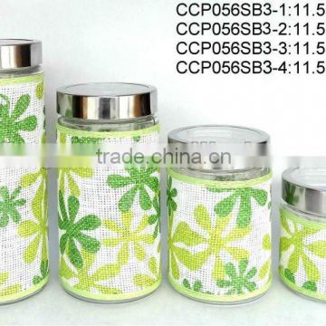 CCP056SB3 4pcs glass jar set with weaved coating