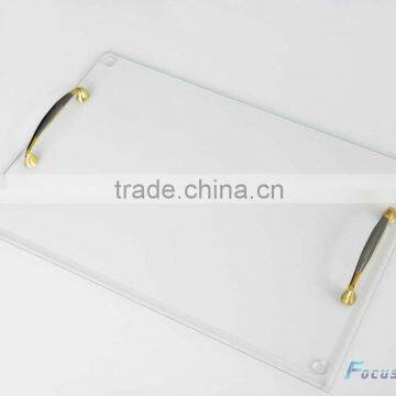 30x40cm multifunctional and practical plain bevelled edge tempered glass serving tray