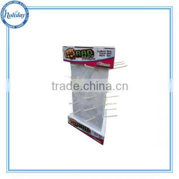 fashionable cardboard merchandising display box with peg hooks