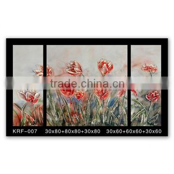 2016 3 panels modern abstract group flower oil painting for living room